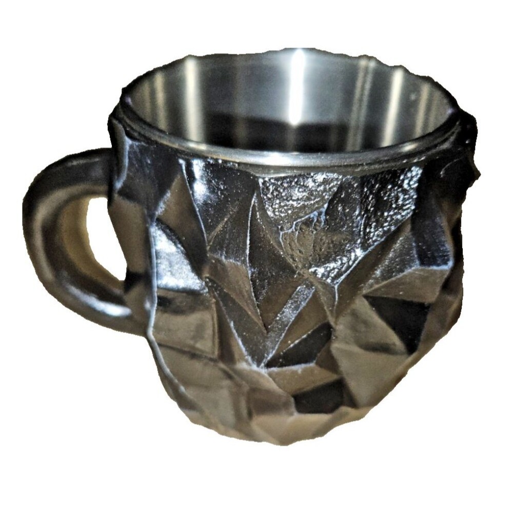 Mineral Crystal Coffee Mugs NEW BLACK RESIN w/ STAINLESS STEEL INSERT UNIQUE
